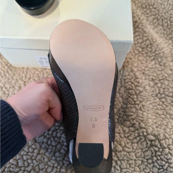 Coach Black Leather Buckle Slingback Heels - Picture 5 of 8